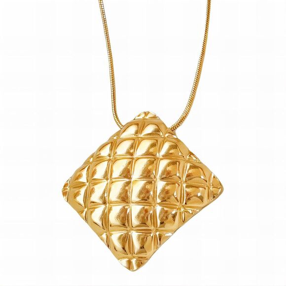 18K Gold Plated Women's Modern Texture Abstract Art Necklace Hypoallergenic - Picture 1 of 12